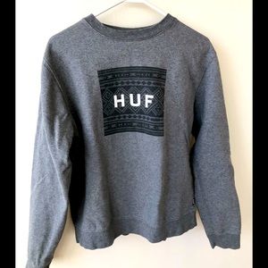 HUF Gray Box Logo Crewneck Sweatshirt Size Small